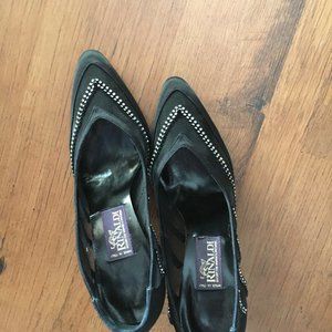 Rinaldi black & rhinestone dress heels